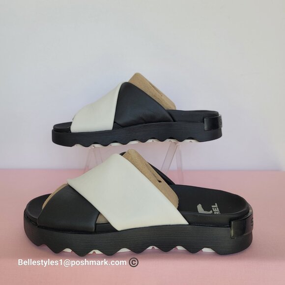 SOREL Viibe Criss-Cross Platform Smooth Leather Women's Slide- Size 8.5 ⭐ - Picture 13 of 16